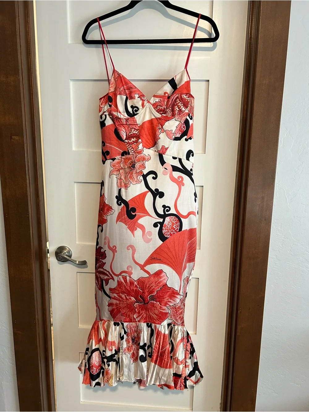 Just Cavalli by Roberto Cavalli Silk Abstract Mermaid Midi Dress Size 44 - Picture 2 of 14